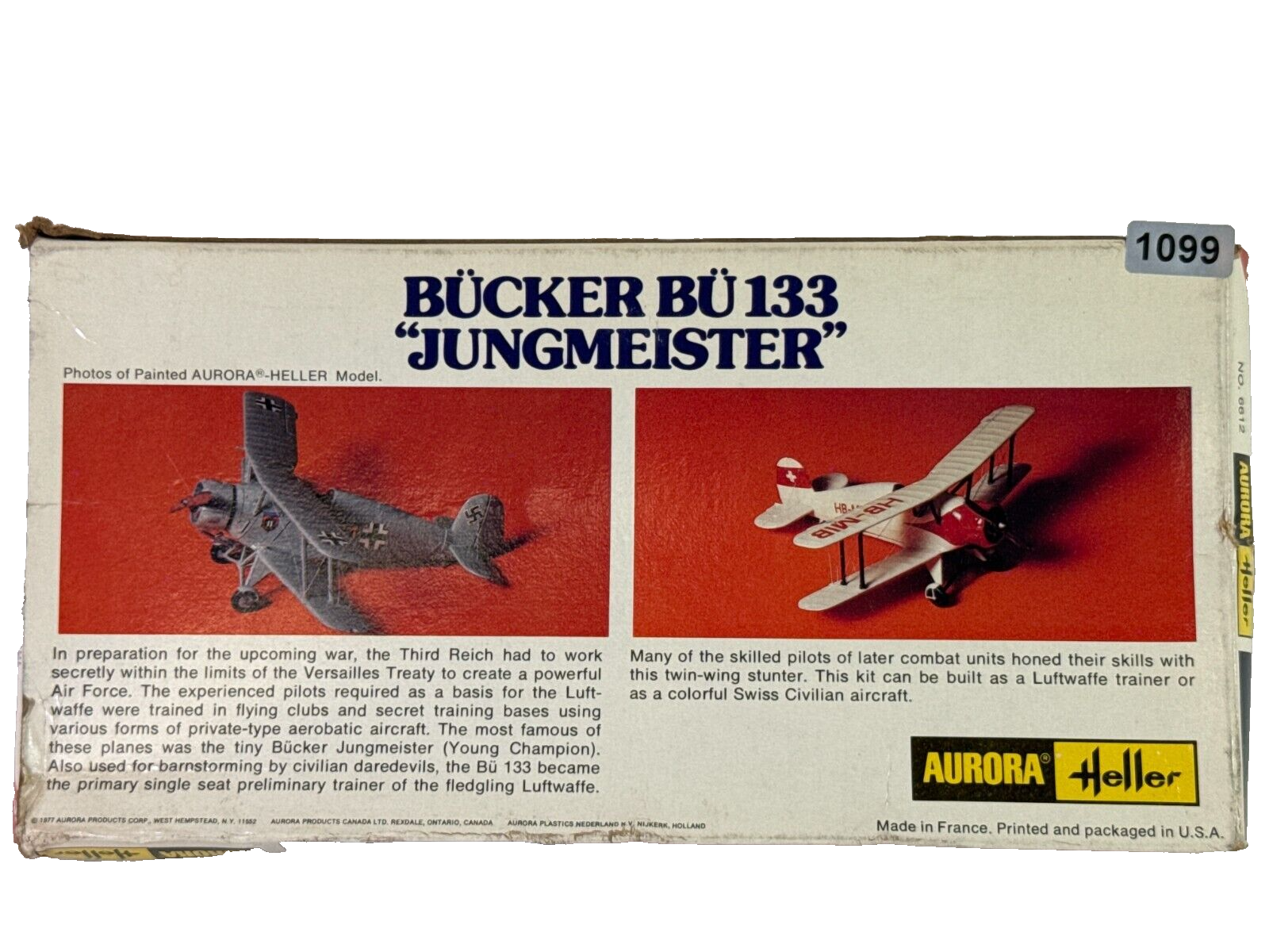 Heller/Aurora 1/72 Bücker Bü 133 Jungmeister – WWII Luftwaffe Trainer Model Kit
