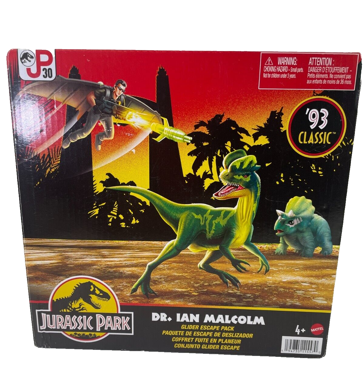 Jurassic Park Dr. Ian Malcolm Glider Escape Pack '93 Classic Dinosaur Set NEW 🎉