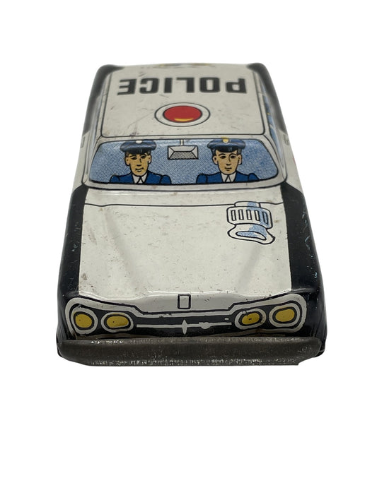 Vintage Tin Litho Police Patrol Car Toy Japan Pressed Steel 1960s Collectible
