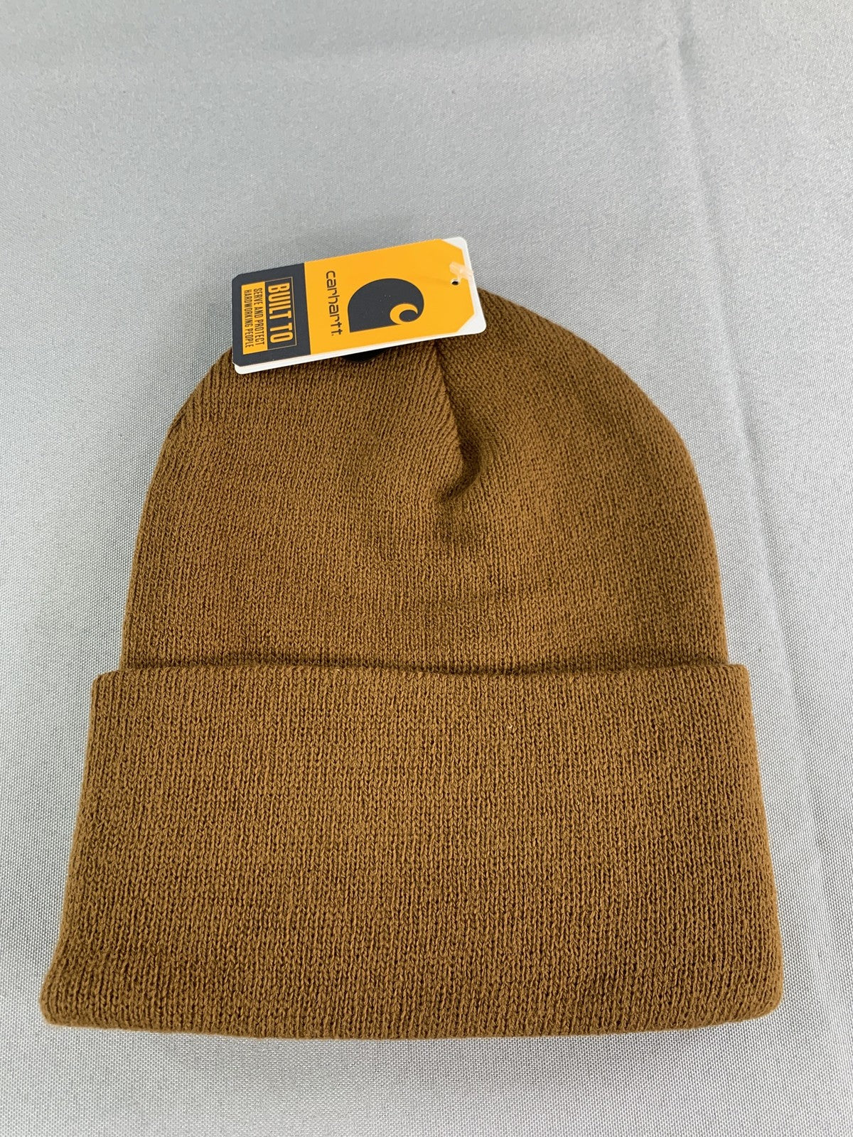 Carhartt Hat Beanie Fitted Mens One Size Brown Knit Cuffed Workwear Winter