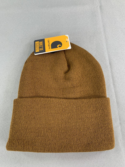 Carhartt Hat Beanie Fitted Mens One Size Brown Knit Cuffed Workwear Winter