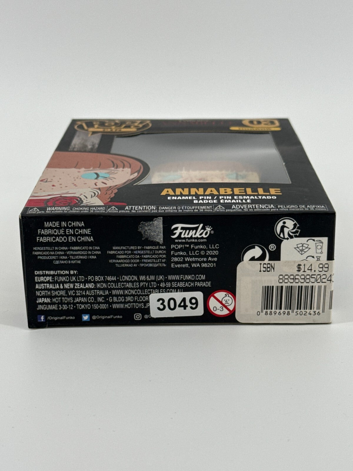 Funko Pop! Pin #03 Annabelle Horror The Conjuring Enamel Badge w/ Stand New Boxe