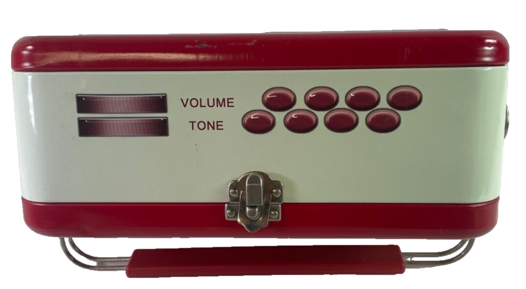 1950s Style Retro Radio Tin Lunch Box The Silver Crane Co. Red Vintage