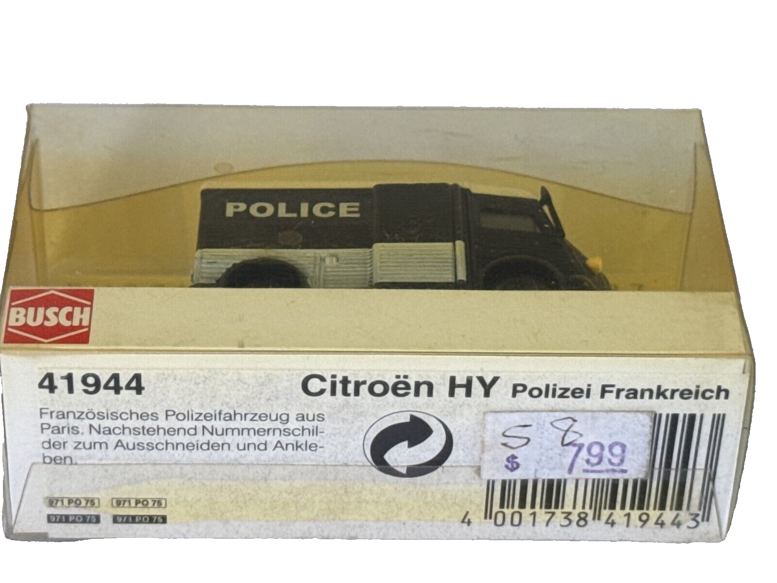 Busch 1:87 Citroen HY French Police Van #41944 + Bonus Vintage Diecast Cars HO