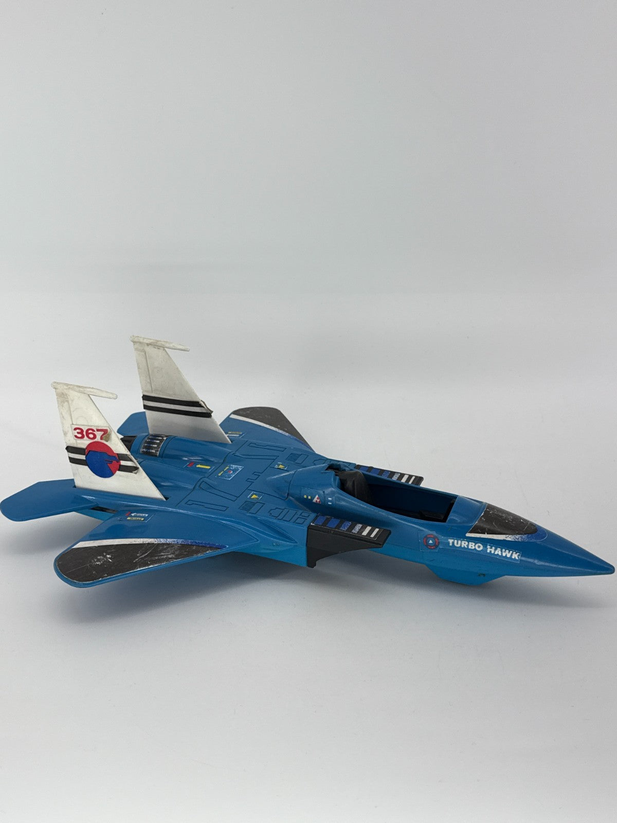 1982 Fisher-Price Turbo Hawk Jet Fighter Blue Toy Vintage 367 Quaker Oats Co.