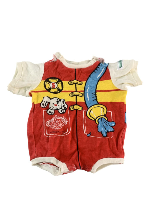 Vintage 1984 Cabbage Patch Kids Firefighter Romper Doll Outfit Red Yellow OAA