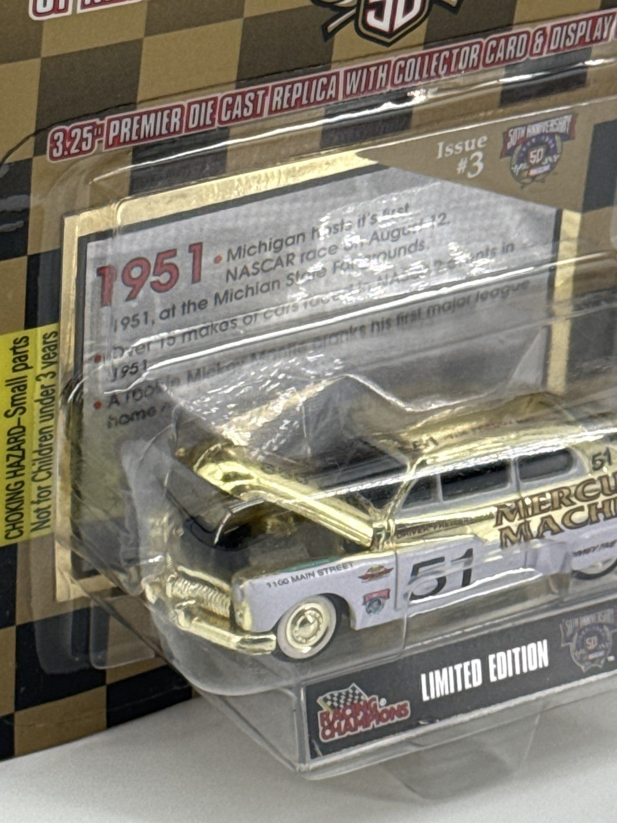Vintage NASCAR Die Cast Car Mercury Machine Gold Series 50th Anniversary Limited