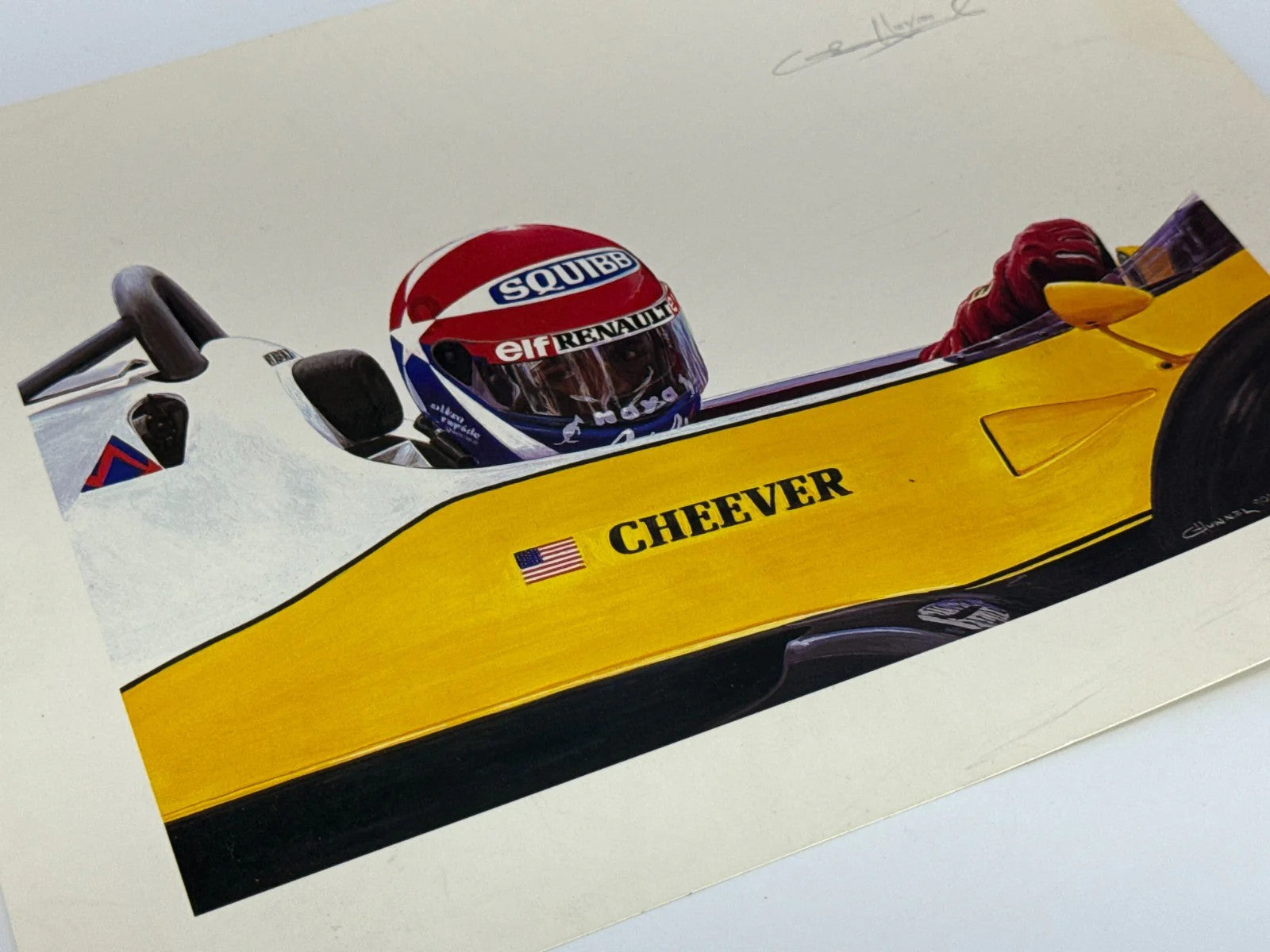 Cheever F1 Print Cademartori Signed Renault Vintage Racing Art USA