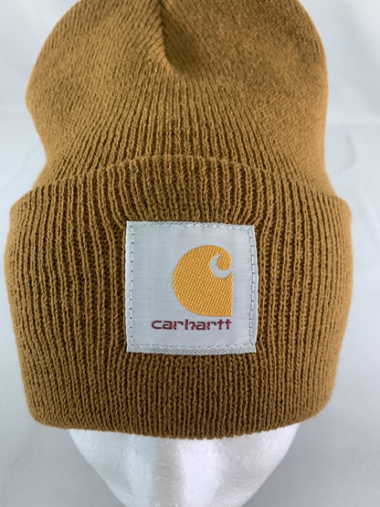 Carhartt Hat Beanie Fitted Mens One Size Brown Knit Cuffed Workwear Winter