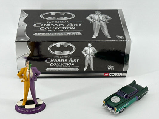 Corgi DC Batman Chassis Art 1950 Two Tone Car & Two-Face Statue Ltd Ed 1:43 NEW