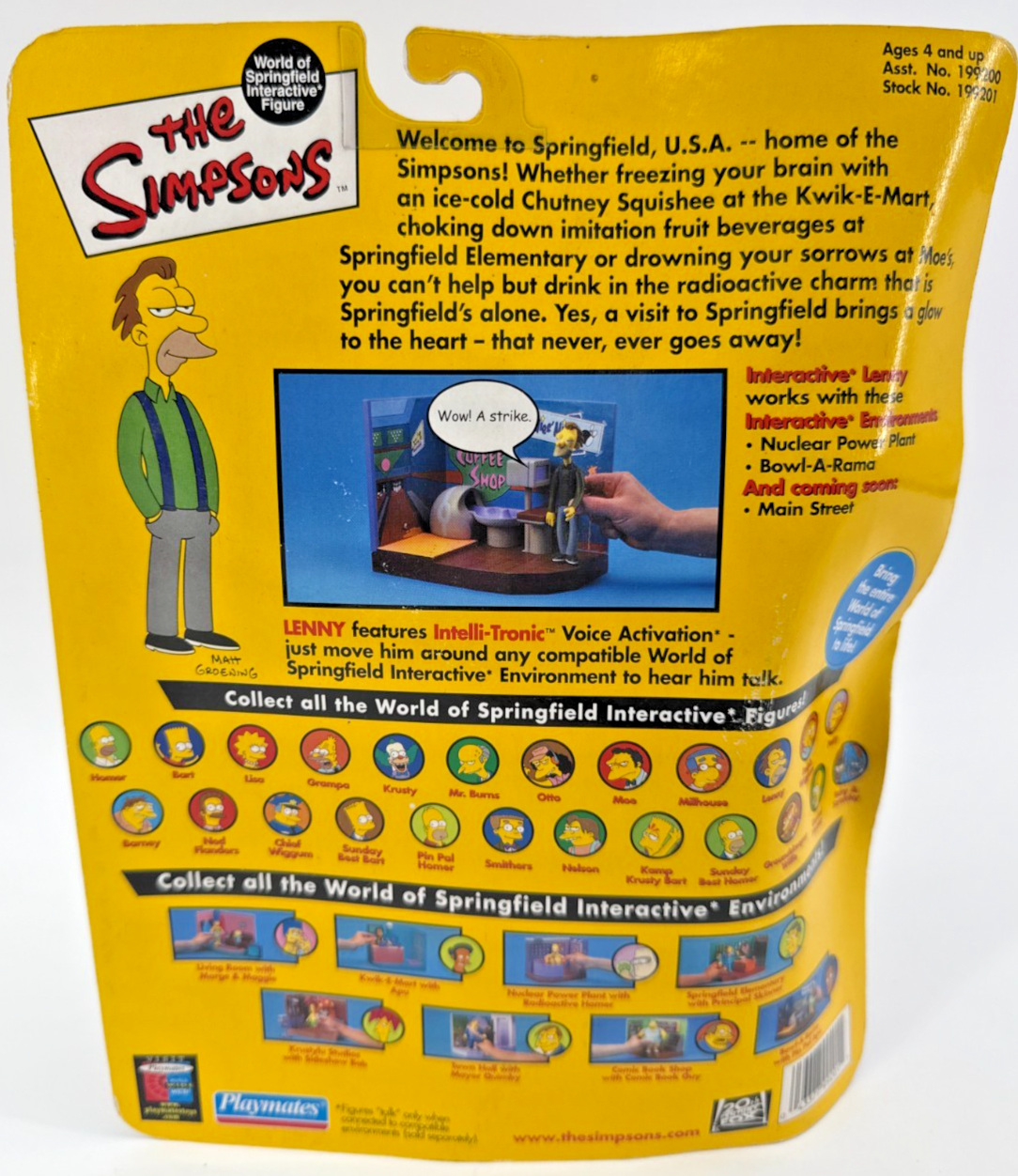 Simpsons Lenny Series 4 World of Springfield Action Figure 2001 Playmates NIB