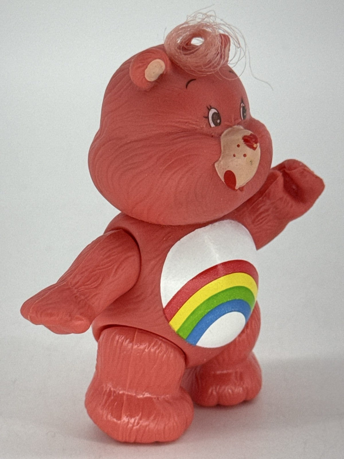 1983 Kenner Care Bears Cheer Bear Poseable PVC Figure Pink Rainbow 3.5