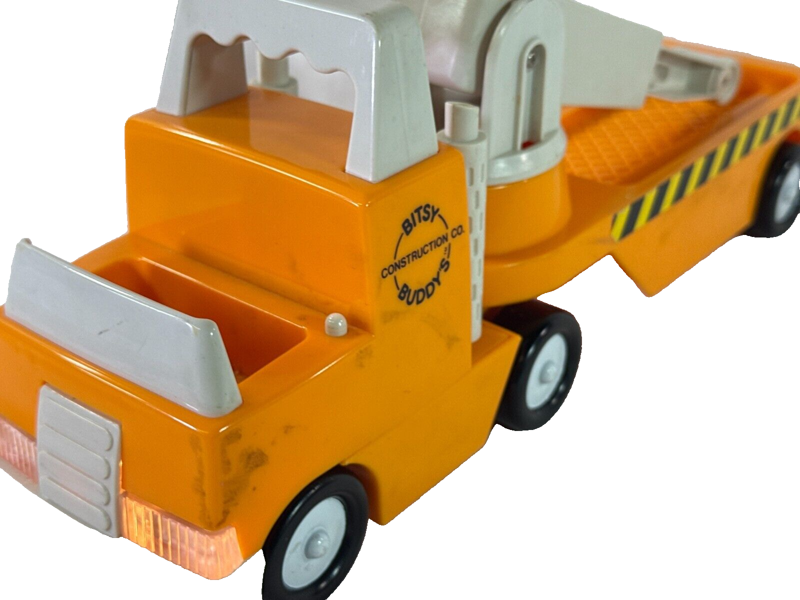 Bitsy Buddy Tow Truck Construction Co Orange Crane Toy Retro 1980s RARE Vintage