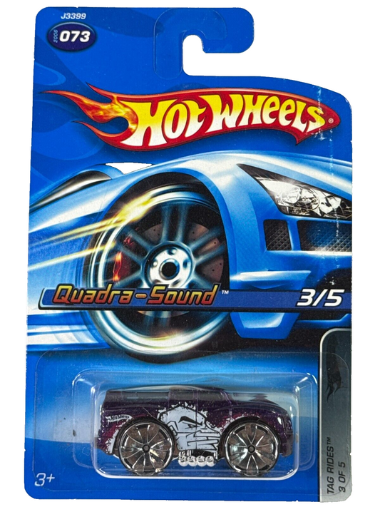 Hot Wheels Quadra-Sound Tag Rides Custom Tuner Purple Chrome Wheels 2005 #1258