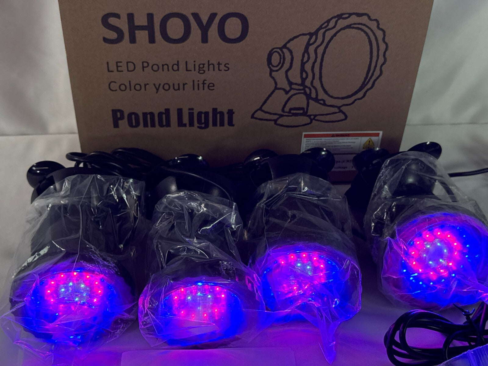 SHOYO RGB LED Pond Lights Waterproof IP68 Remote 16 Color Underwater 4-Pack