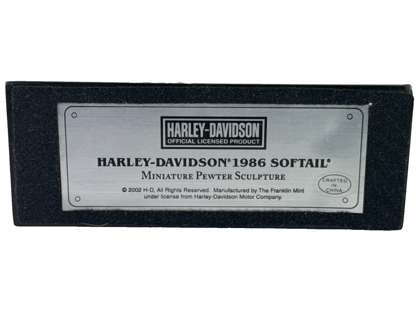 Franklin Mint Pewter 1986 Harley-Davidson Softail Sculpture w/ COA & Stand