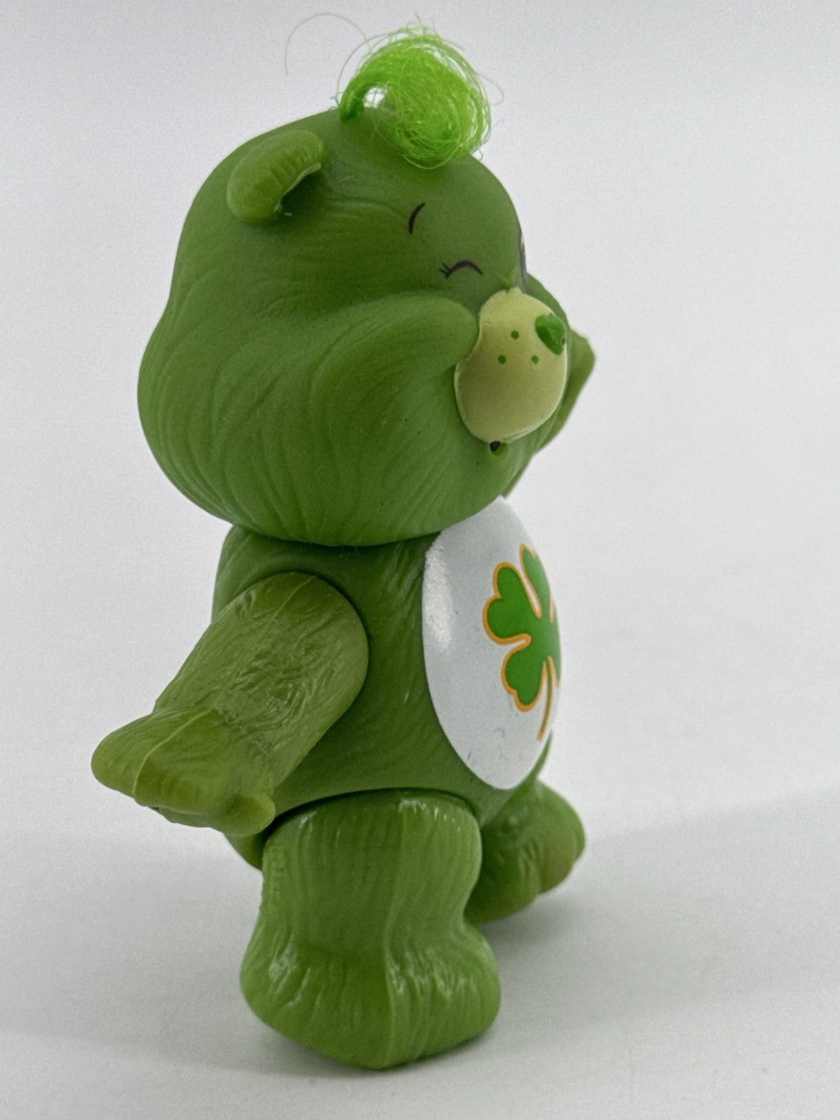 1983 Kenner Care Bears Good Luck Bear 3.5" Poseable PVC Green Shamrock