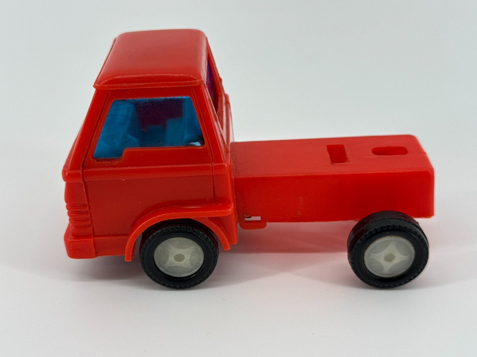 Vintage Red Plastic Cabover Semi Truck 1970s Hong Kong Toy Blue Windows HTF