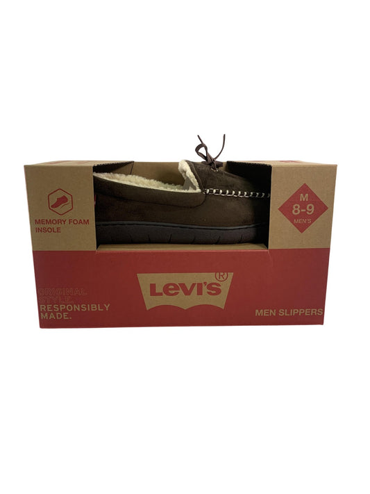 Levis Moccasin Slippers Mens Size 8-9 Brown Memory Foam House Shoes 530-50009