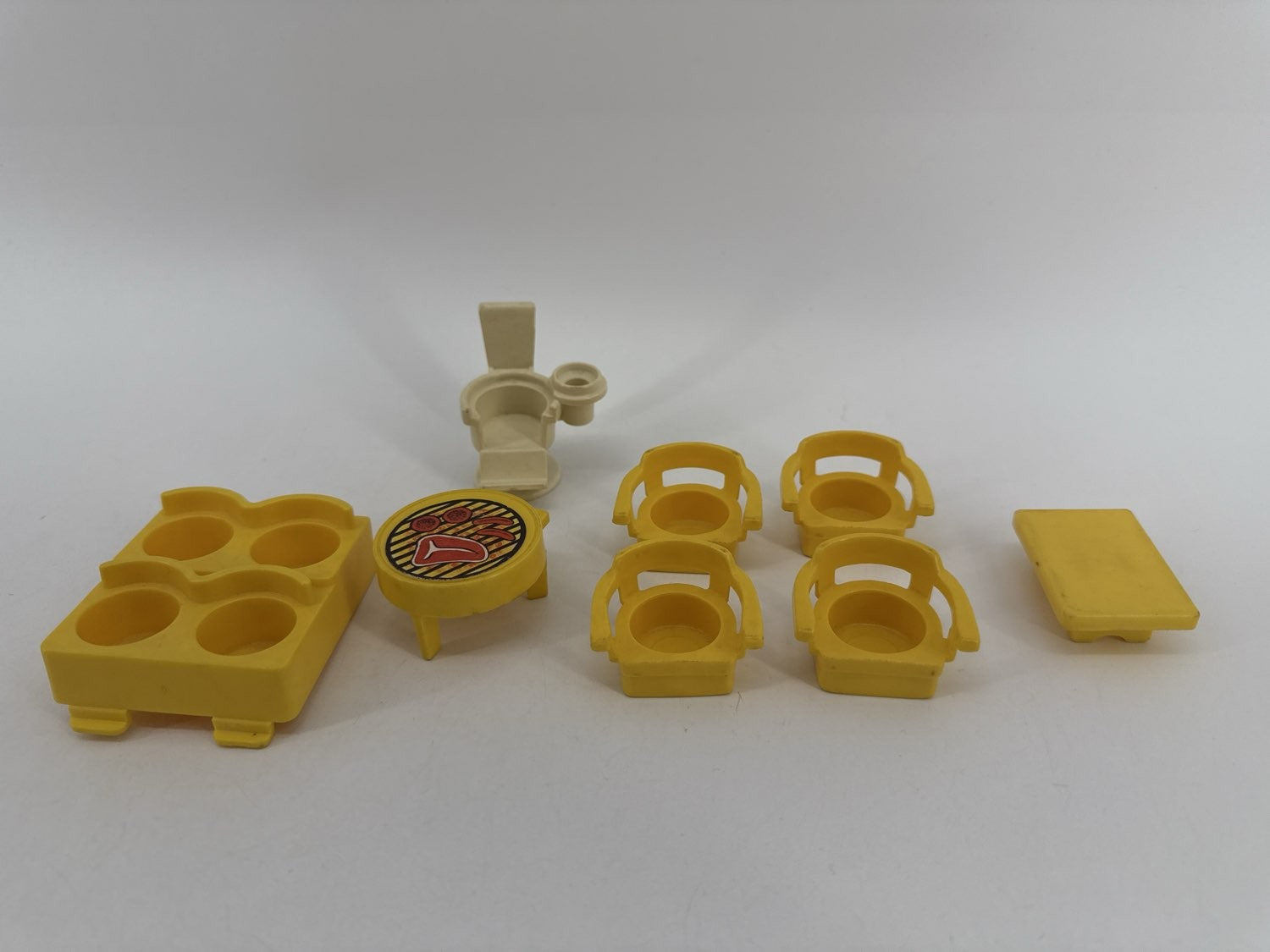 Fisher Price Little People Yellow Furniture Chairs Grill Toilet Set