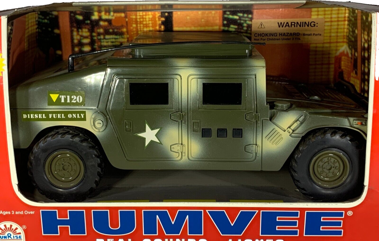 Vintage 1999 Funrise Army Humvee Toy Truck Lights & Sounds Military Green NIB