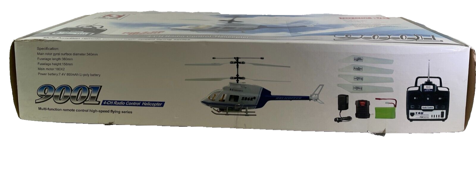 Double Horse 9001 RC Helicopter 4-CH Blue Easy Fly Remote Control