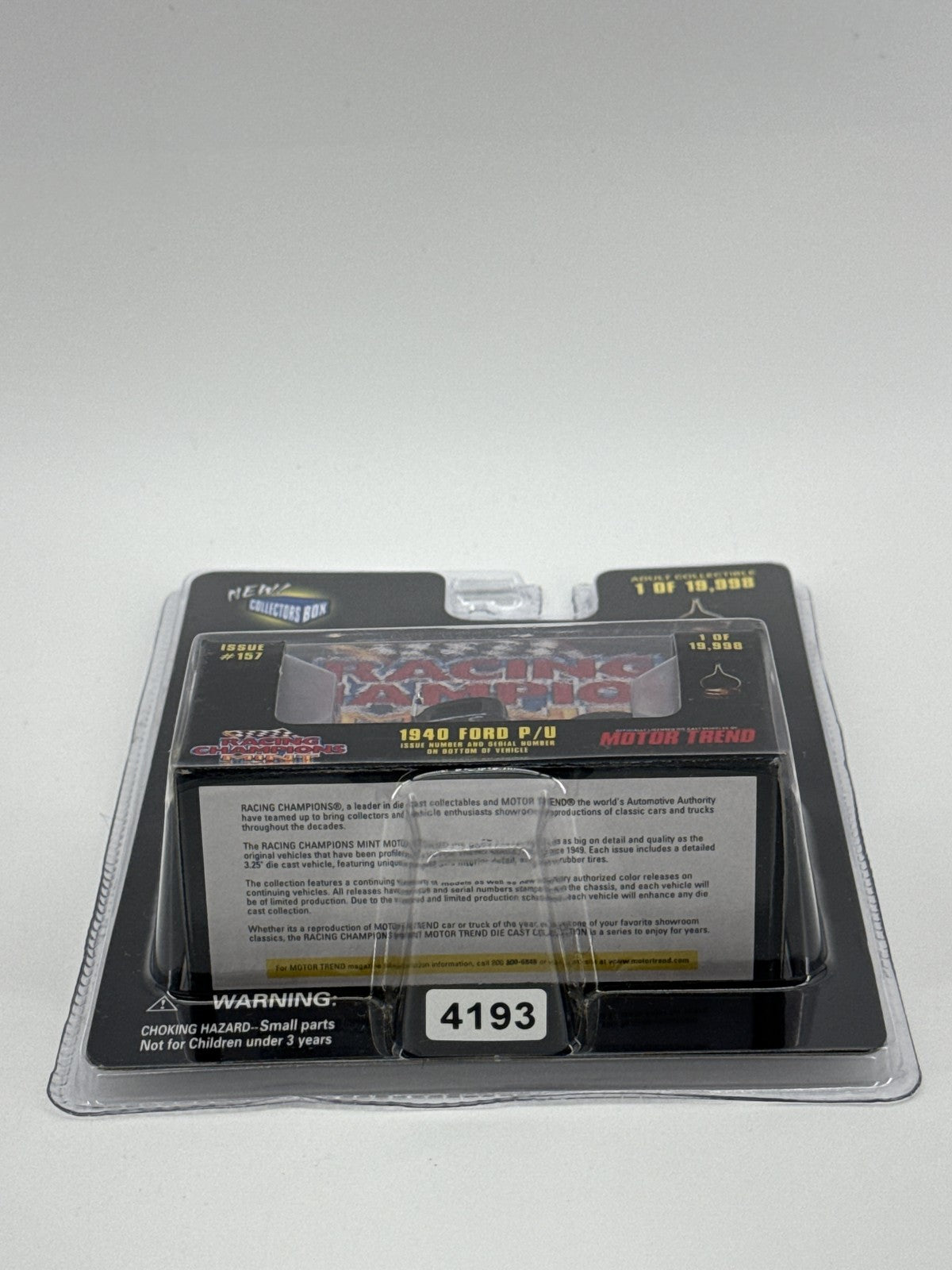 Vintage Racing Champions Mint 1940 Ford Pickup 1:57 Diecast Motor Trend New