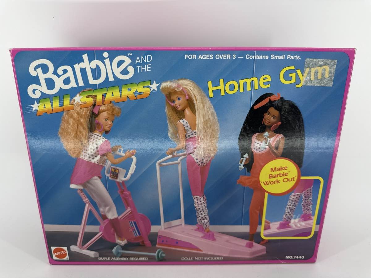 Barbie All Stars Home Gym Playset Mattel 1989 #7440 Box & Accs