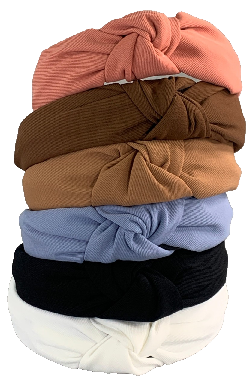 6PCS Knotted Headbands Women Girls Wide Hair Bands Solid Colors Turban Twist
