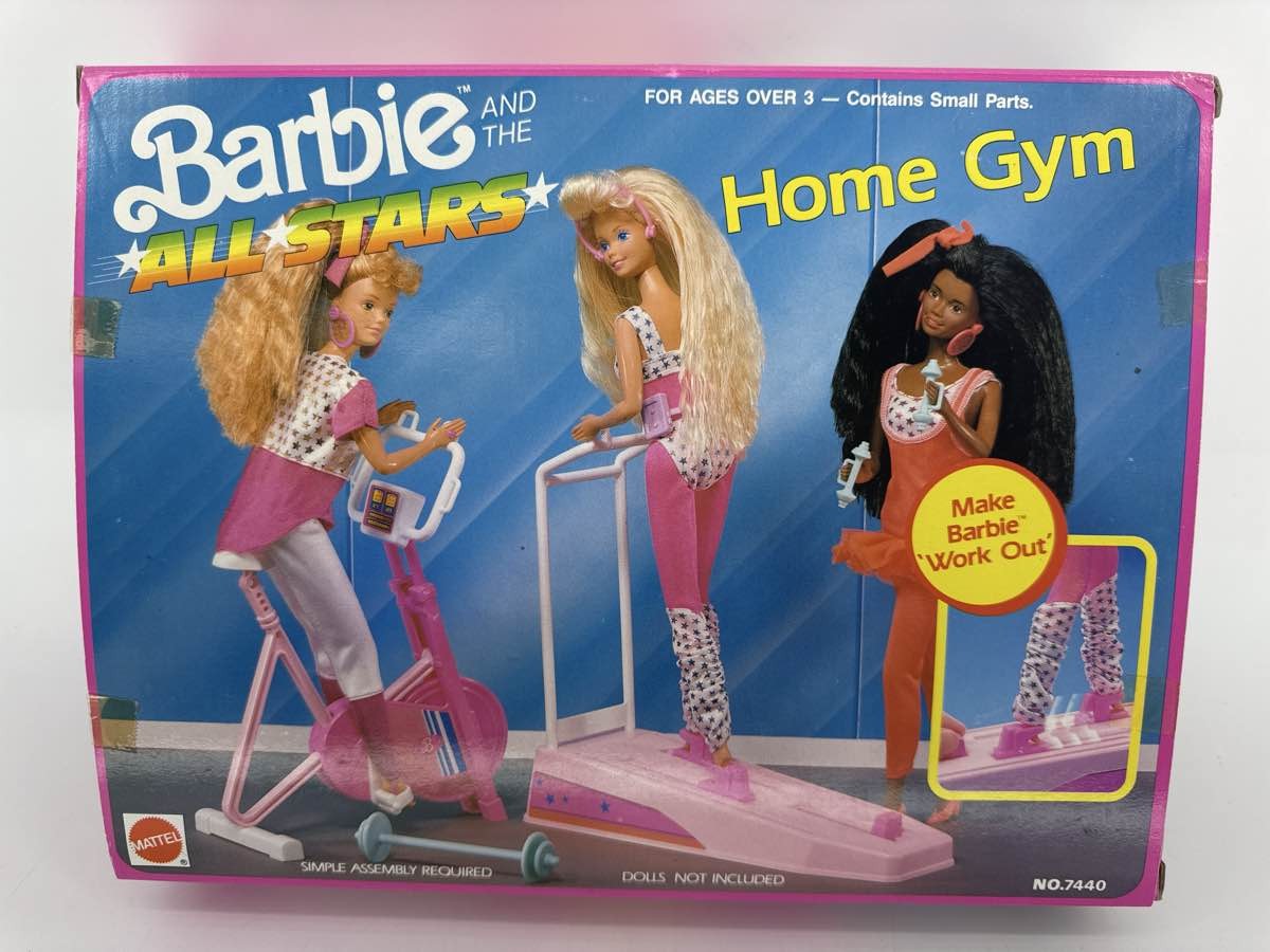Barbie All Stars Home Gym Playset Mattel 1989 #7440 Box & Accs