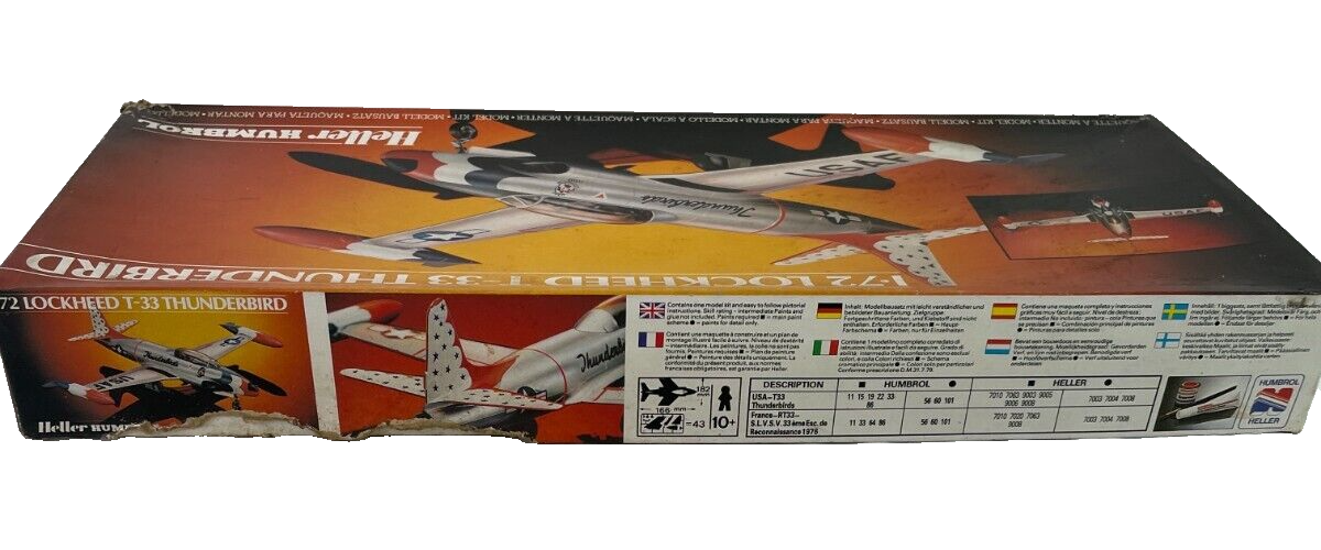 Heller Humbrol Lockheed T-33 Thunderbird 1/72 USAF Jet Trainer Model Kit 80360