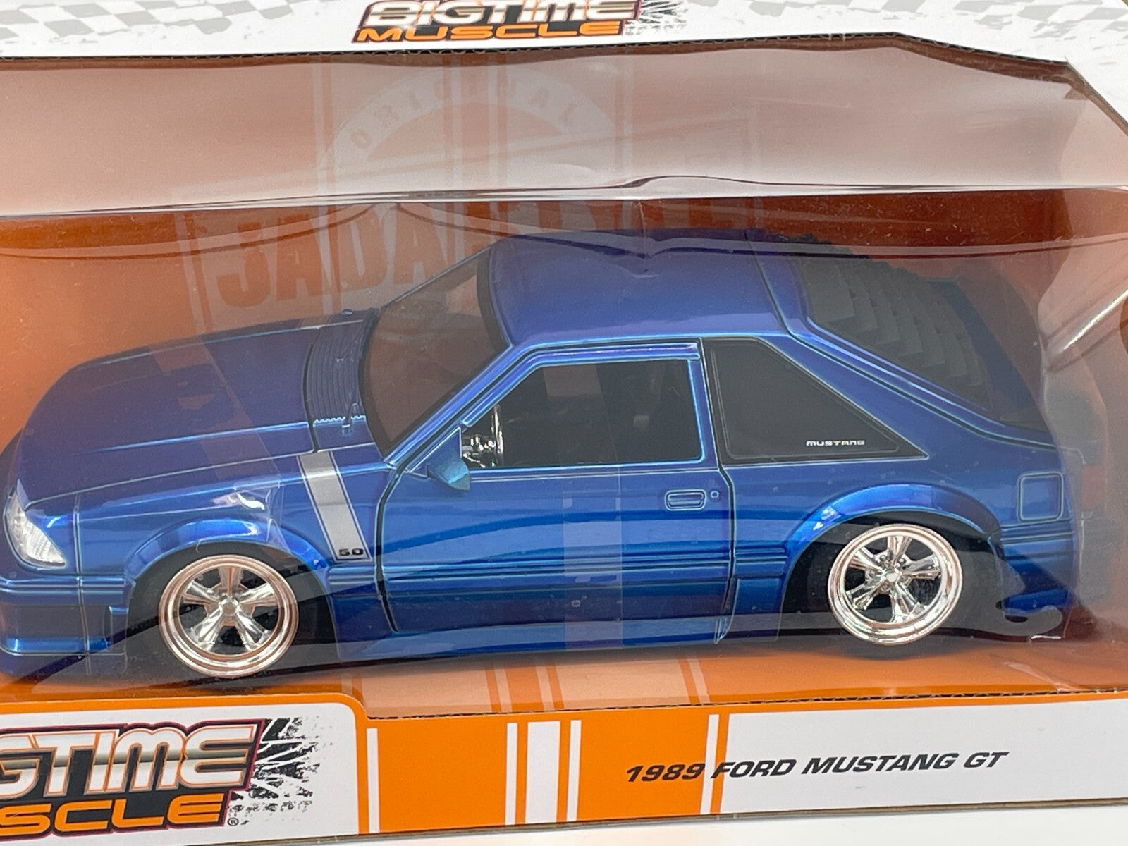 Jada Bigtime Muscle 1989 Ford Mustang GT 5.0 Blue 1:24 Die-Cast Car Model 3001