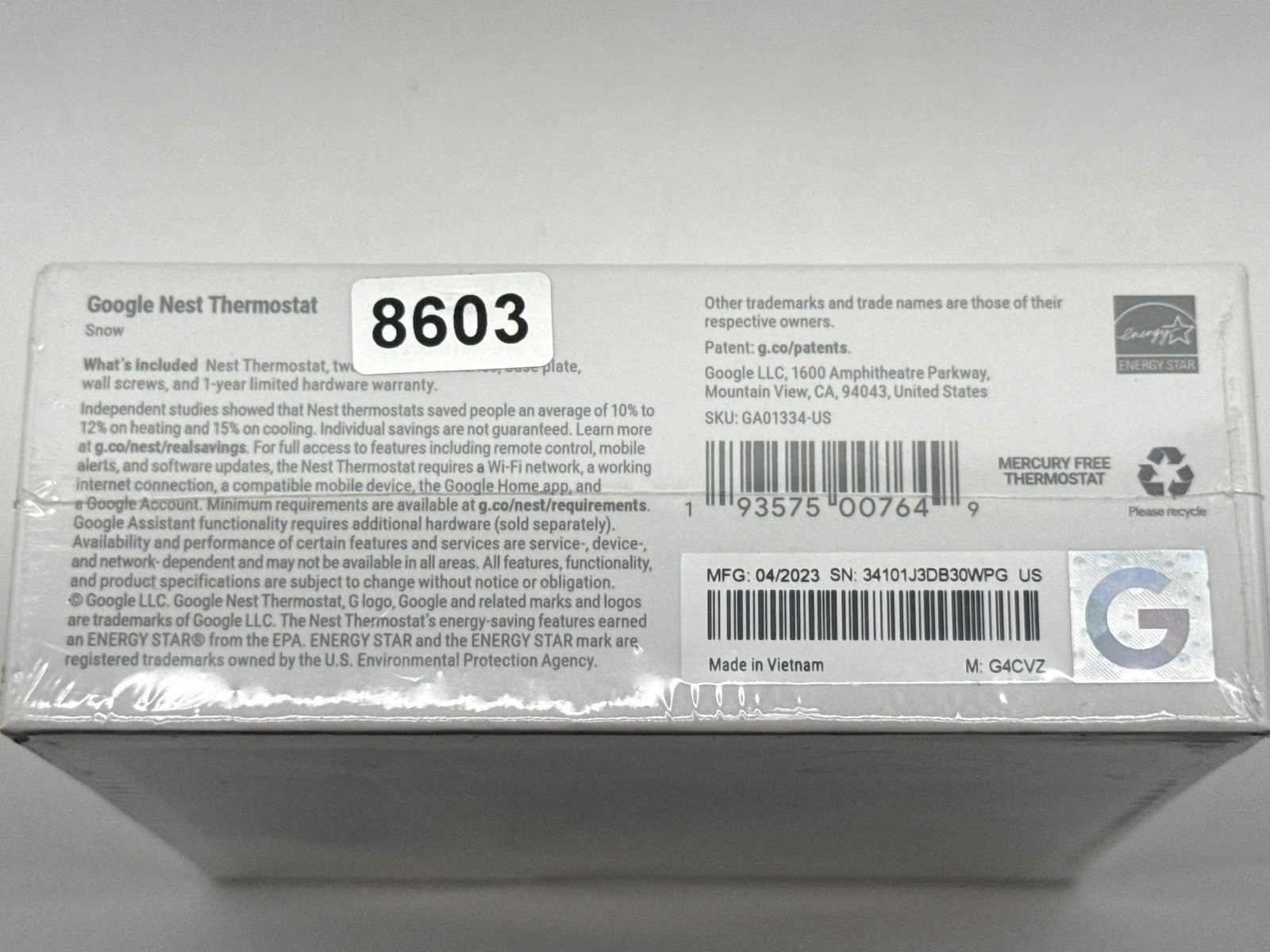Google Nest Thermostat 4th Gen Snow White Smart Home Wi Fi Compatible Energy Box