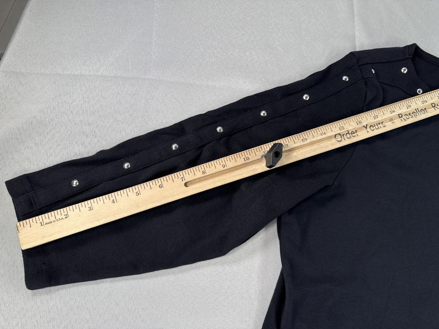 Black Long Sleeve Top 0X with Snap Button Detail Wear Trendy Fashion