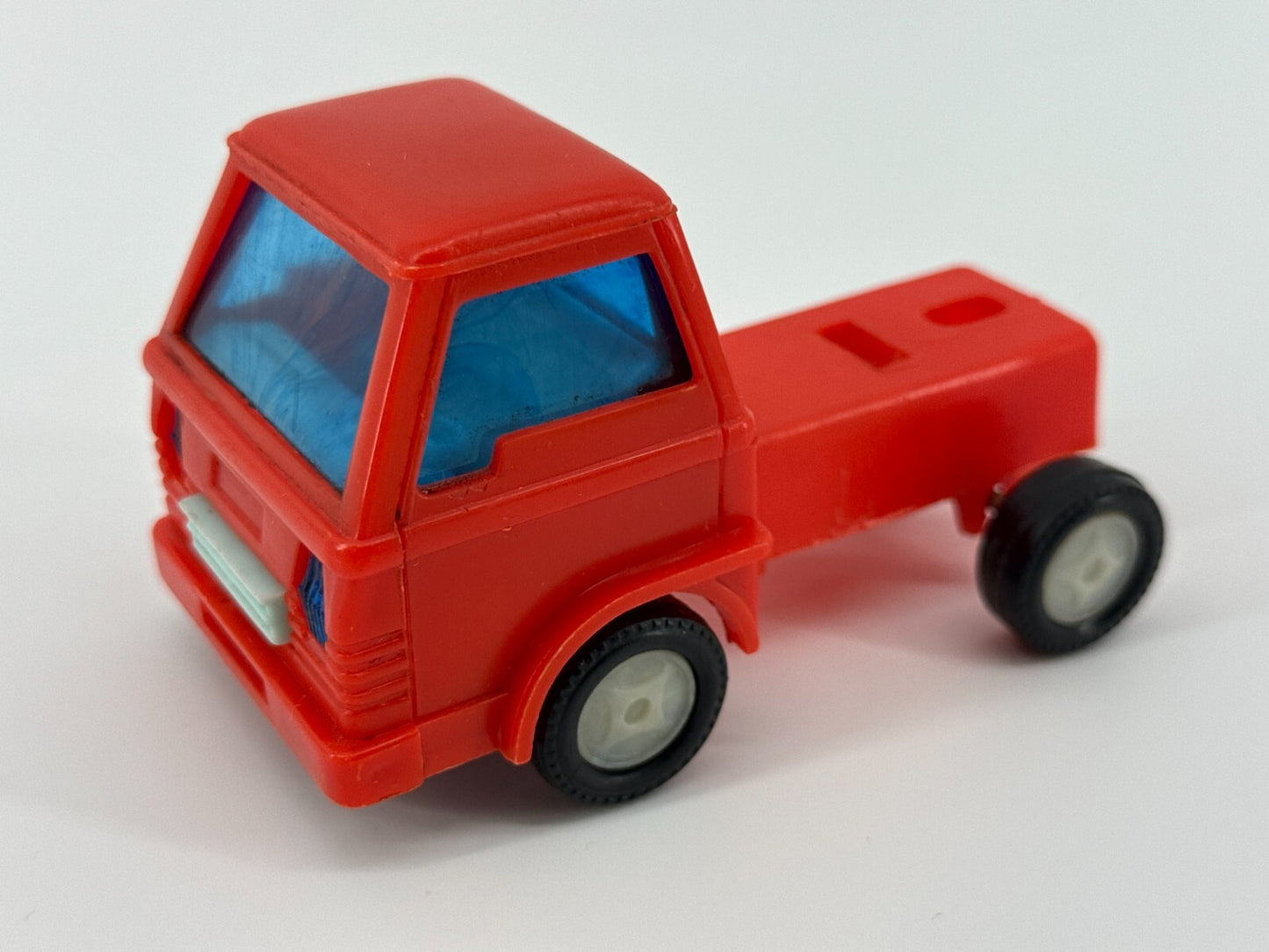 Vintage Red Plastic Cabover Semi Truck 1970s Hong Kong Toy Blue Windows HTF