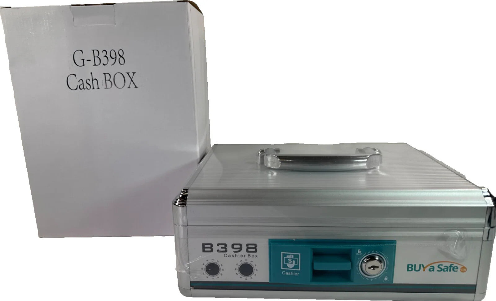 NEW Buy a Safe B398 Aluminum Cashier Box Lockable Cash Drawer NIB w/ Keys 2600