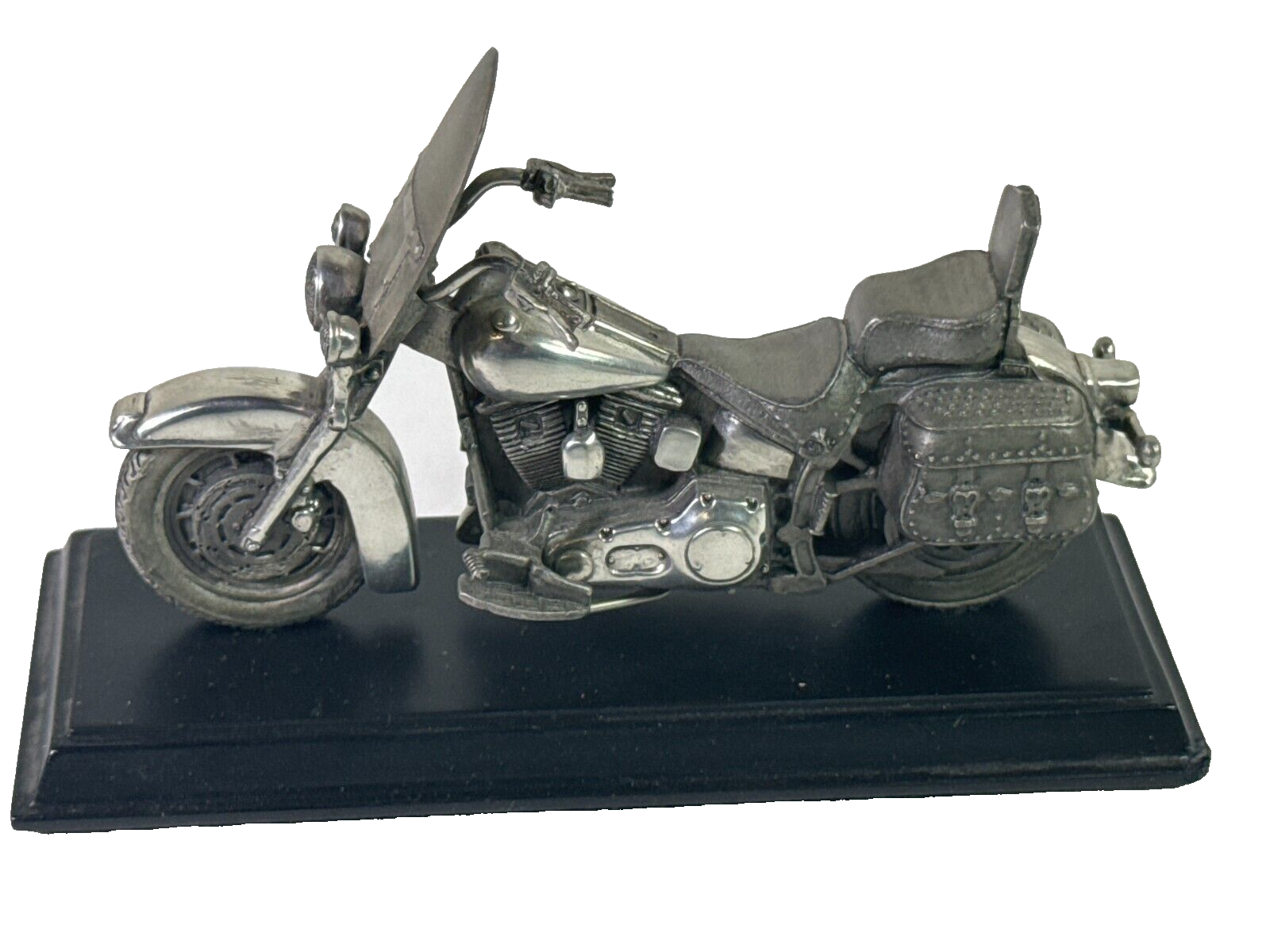 Franklin Mint Pewter 1986 Harley-Davidson Softail Sculpture w/ COA & Stand