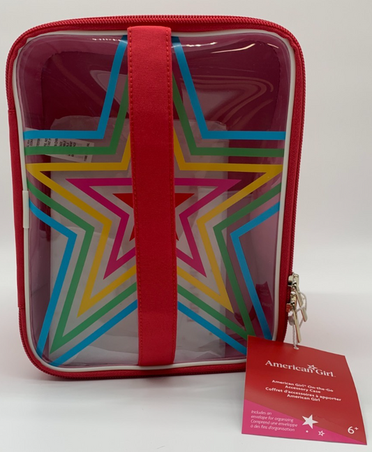 American Girl On-the-Go Accessory Case Organizer Bag Stars Pink Red New 2595NJ