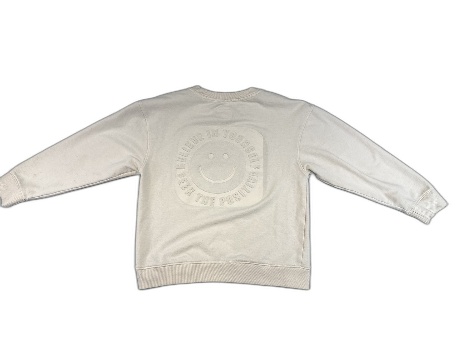 Cat Jack Smiley Face Sweatshirt Kids S (6/7) Beige Long Sleeve Crewneck
