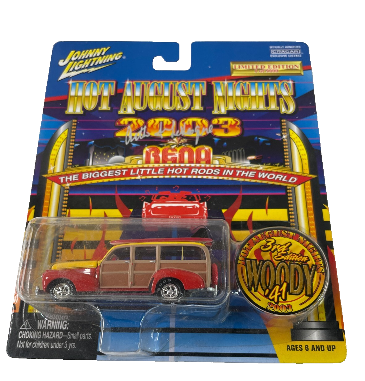 Johnny Lightning '41 Woody Hot August Nights 2003 Signed 1 of 9000 Sealed Car