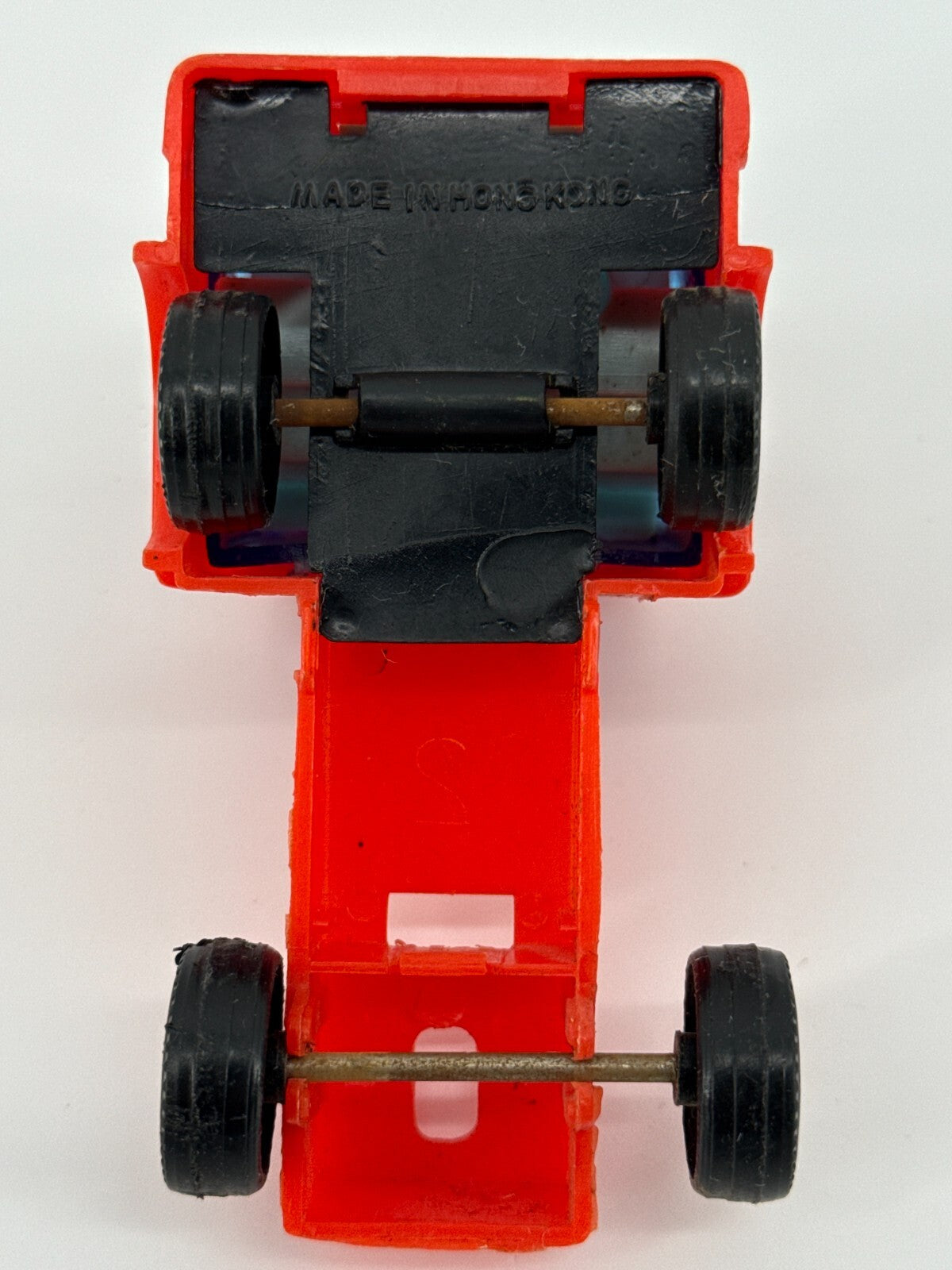Vintage Red Plastic Cabover Semi Truck 1970s Hong Kong Toy Blue Windows HTF