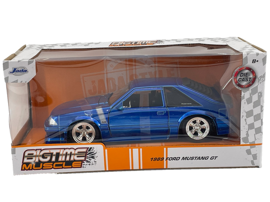 Jada Bigtime Muscle 1989 Ford Mustang GT 5.0 Blue 1:24 Die-Cast Car Model 3001