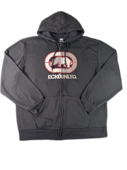 Ecko Unltd Rhino Graphic Zip Up Hoodie XL Black Cotton Streetwear Long Y2K