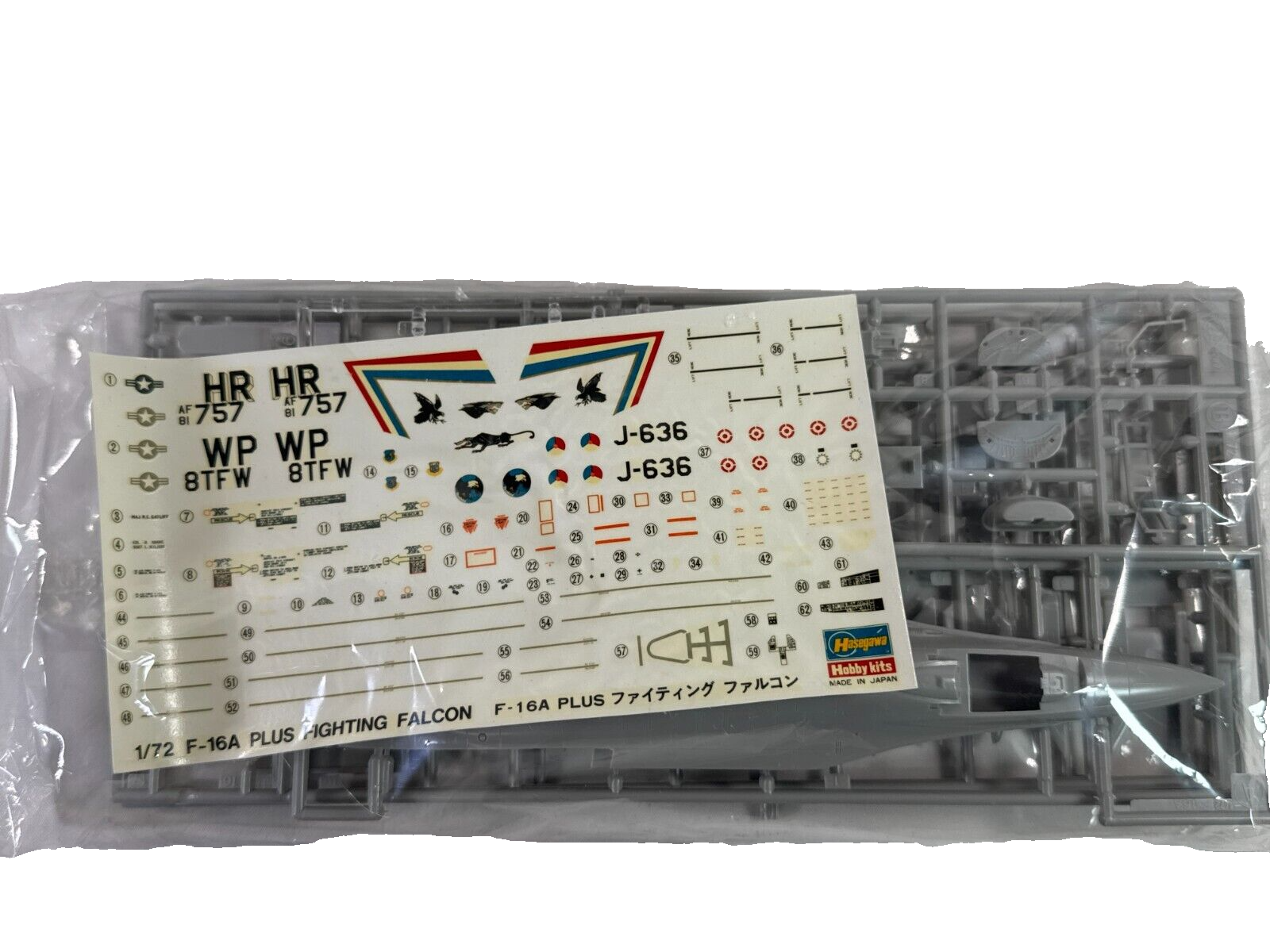 Hasegawa 1/72 F-16A Plus Fighting Falcon Model Kit Decals Stand Vintage
