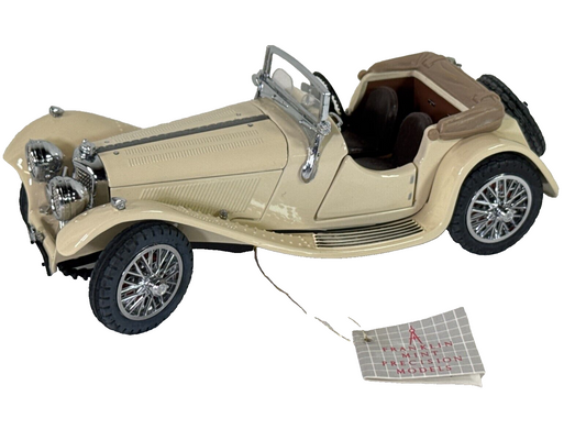 Franklin Mint 1938 Jaguar SS-100 1:24 Diecast Cream Ivory w/ Tag Chrome Wire