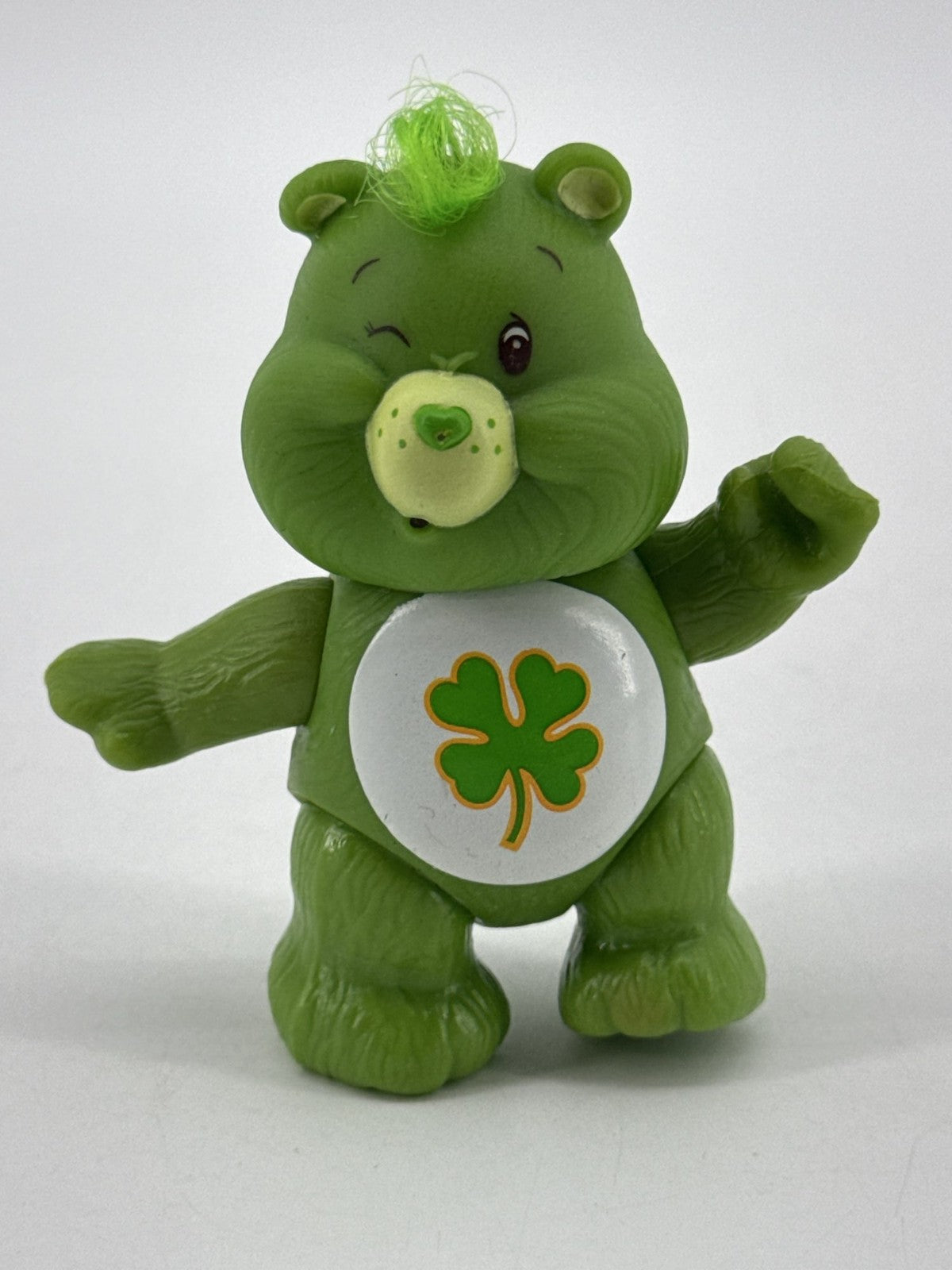 1983 Kenner Care Bears Good Luck Bear 3.5" Poseable PVC Green Shamrock