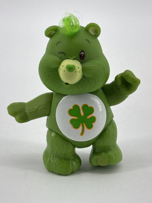 1983 Kenner Care Bears Good Luck Bear 3.5" Poseable PVC Green Shamrock