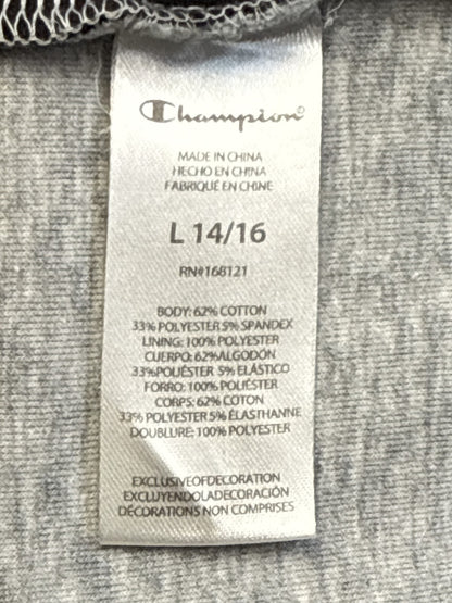 Champion Zip Hoodie L (14/16) Gray/Black Cotton Blend Regular Fit All Over