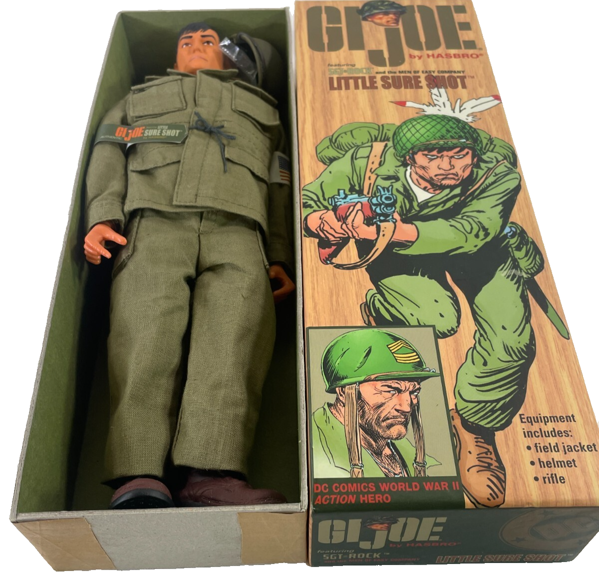 Hasbro G.I. Joe Sgt Rock Little Sure Shot 12" Figure DC Comics Boxed 2000s Rare