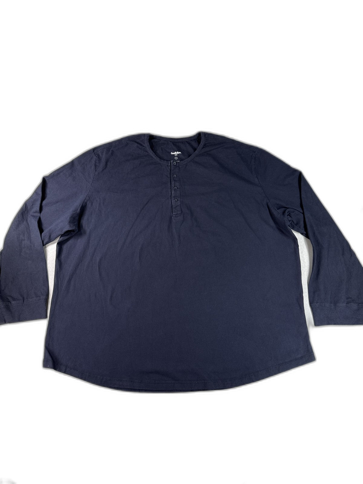 Goodfellow Co Henley Shirt Mens 5XB Navy Blue Long Sleeve Cotton Regular Fit